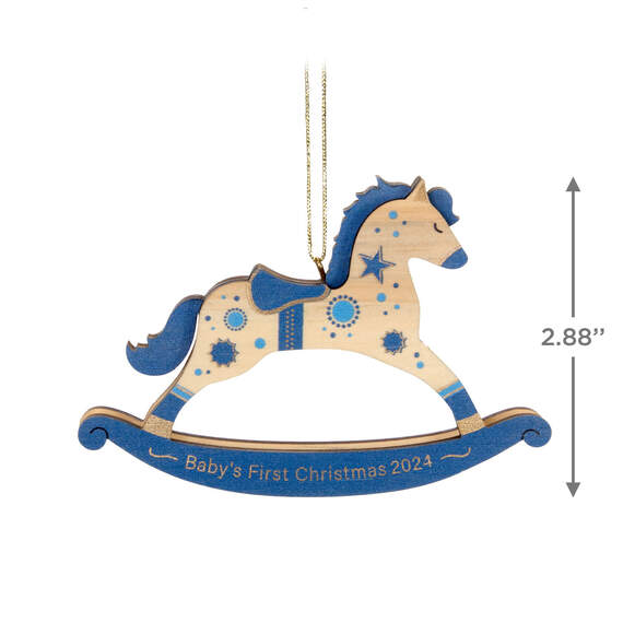 Hallmark Baby Boy's First Christmas Rocking Horse 2024 Wood Ornament