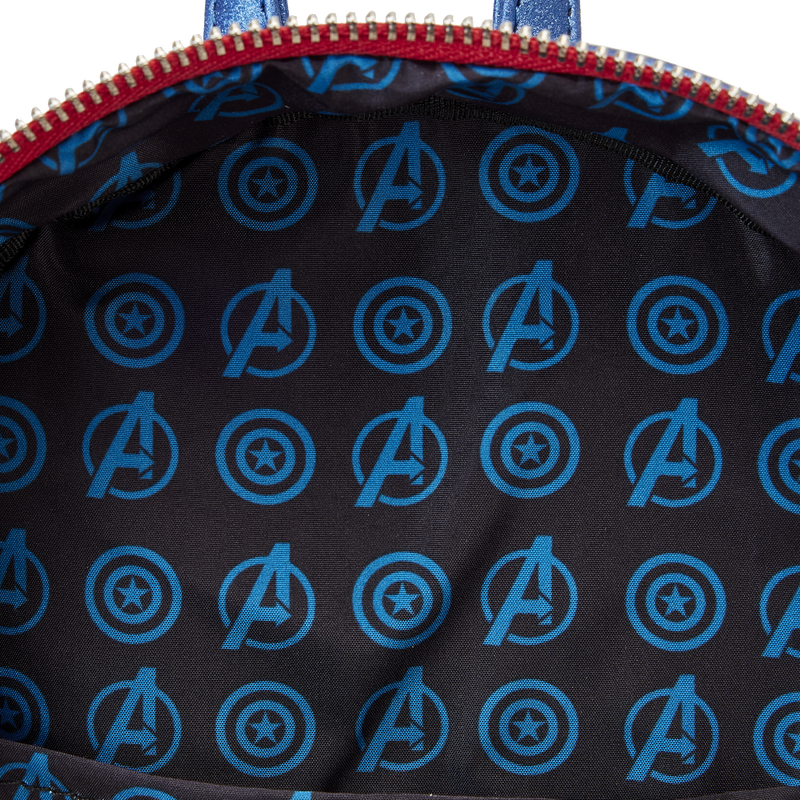 american shield mini backpacks Loungefly Marvel Metallic Captain America Cosplay Mini Backpack – Norman's Hallmark